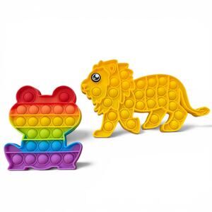 Frog & Lion Large Push Pop Bubble Sensory Rainbow Yellow Toy